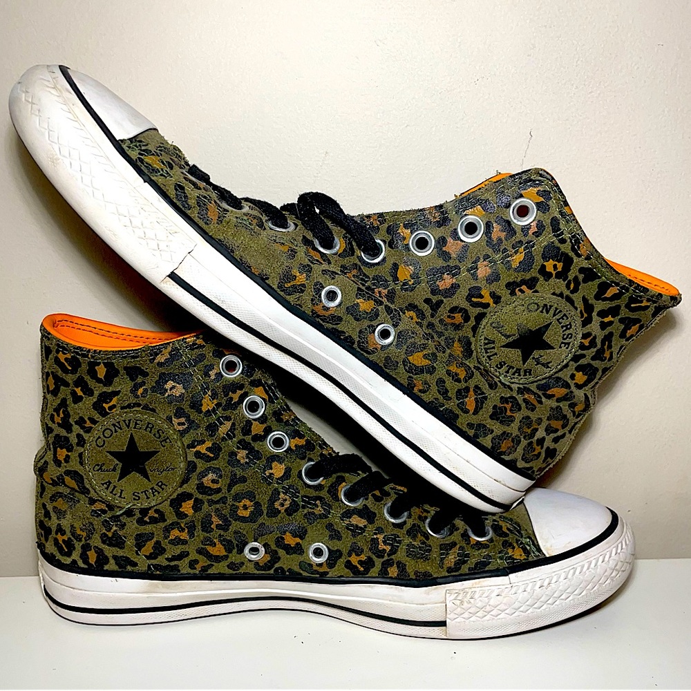 Chuck Taylor Pro Converse All Stars Hi Top Unique Cheetah Orange Pattern Unisex